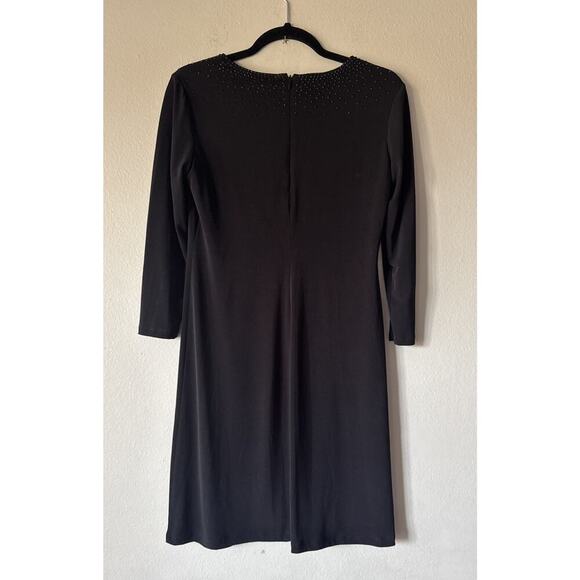 Calvin Klein Women’s Size 4 Black Beaded Evening Dress 3/4 Sleeve Keyhole Glam - Picture 4 of 8